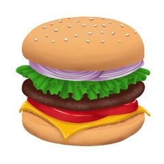 hamburger on a white background