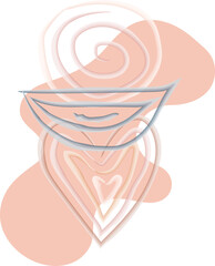 Boho abstract vector illustration with heart, blobs, spiral vector illustration