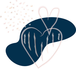 Boho abstract vector illustration with hearts, blobs, dots vector illustration