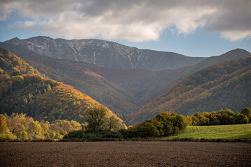 autumn landscape with mountains and sky, Mala Fatra, Slovakia, Europe