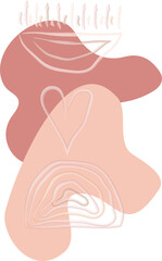 Boho abstract vector illustration with heart, arch, blobs, spiral