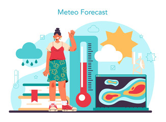 Meteorologist concept. Weather forecaster studying and researching - obrazy, fototapety, plakaty