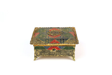 Old jewelry box on a white background