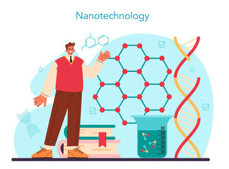 Nano engineering. Scientists work in laboratory with nanoparticle