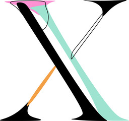 Letter X Abstract Line Art minimalist modern fashion font alphabet. minimal modern urban fonts for logo, brand, etc. typography font in uppercase and lowercase letters and number. vector illustration