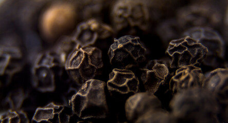 Black Peppercorns, macro shot