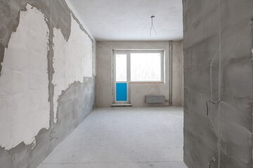 interior of the apartment without decoration in gray colors