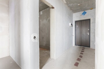 interior of the apartment without decoration in gray colors