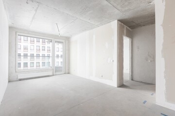 interior of the apartment without decoration in gray colors