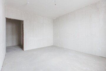 interior of the apartment without decoration in gray colors