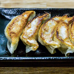 Fried dumplings Gyoza on a plate
