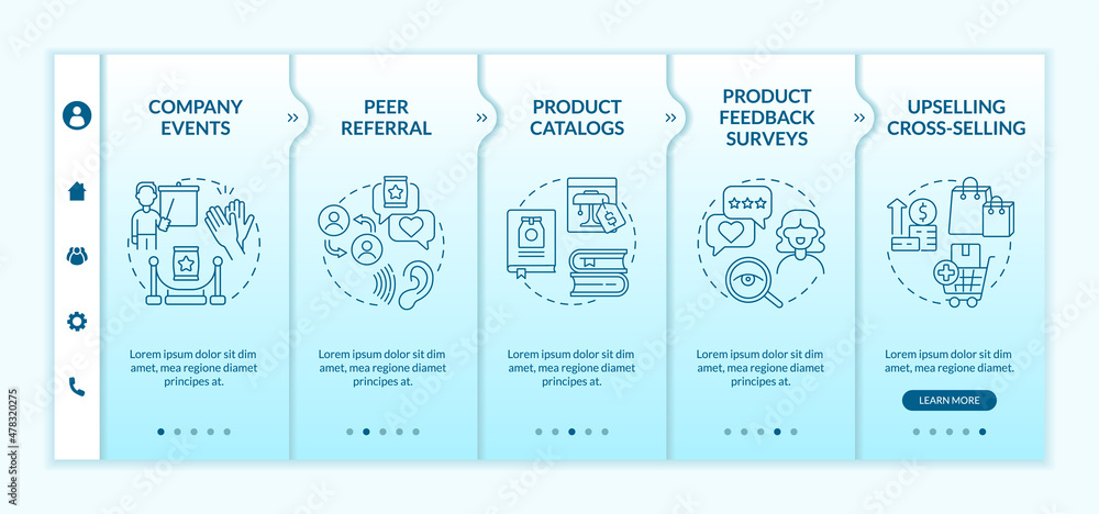 Poster customer touchpoints turquoise gradient onboarding template. company, clients. responsive mobile web