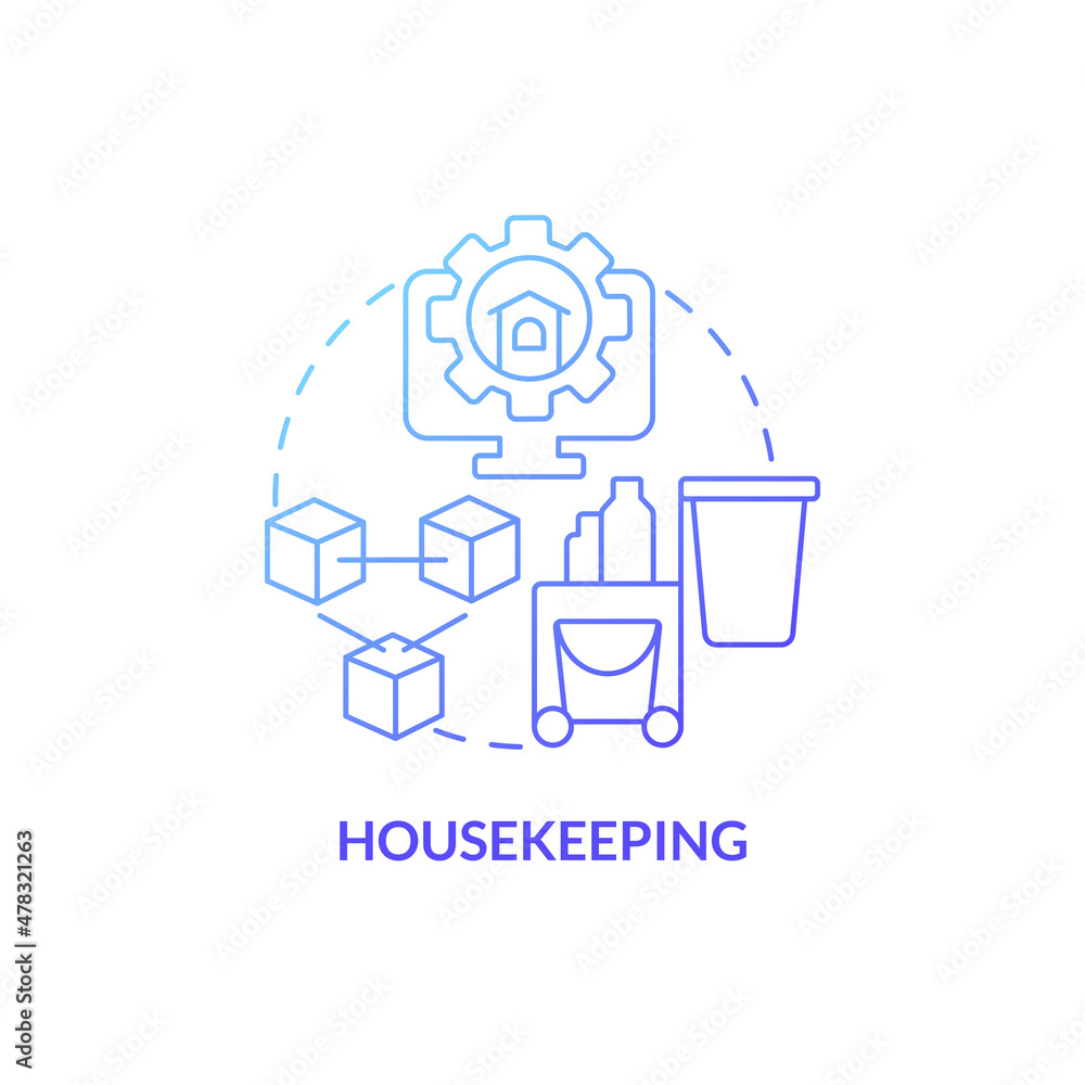 Poster housekeeping blue gradient concept icon. property management automation module abstract idea thin li