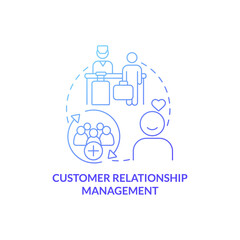 Customer relationship management blue gradient concept icon. Property regulation abstract idea thin line illustration. Isolated outline drawing. Roboto-Medium, Myriad Pro-Bold fonts used