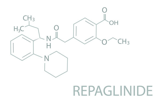 Repaglinide molecular skeletal chemical formula.