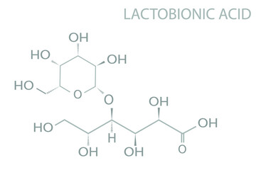 Obraz premium Lactobionic acid molecular skeletal chemical formula.