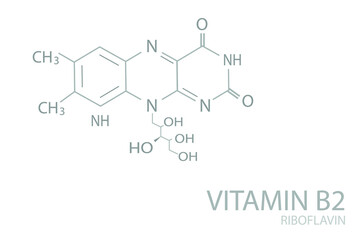 Vitamin B2(riboflavin) molecular skeletal chemical formula.