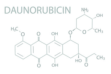Daunorubicin molecular skeletal chemical formula.