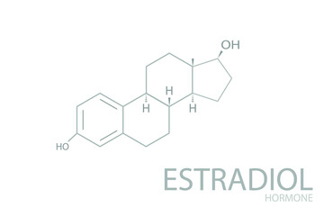 Fototapeta na wymiar Estradiol (hormone) molecular skeletal chemical formula.