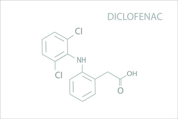 Diclofenac molecular skeletal chemical formula.