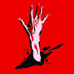 hand blood concept, illustration hand vector