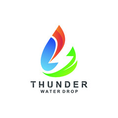 Gradient colorful thunder and water drop logo