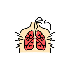 Shortness breath color line icon. Human diseases.