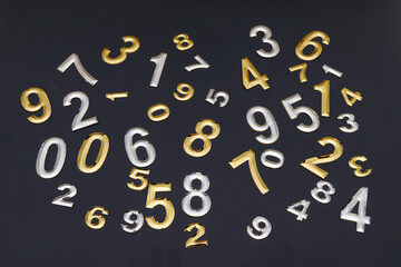 Numbers on a black background