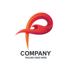 Letter p fire logo design in vector