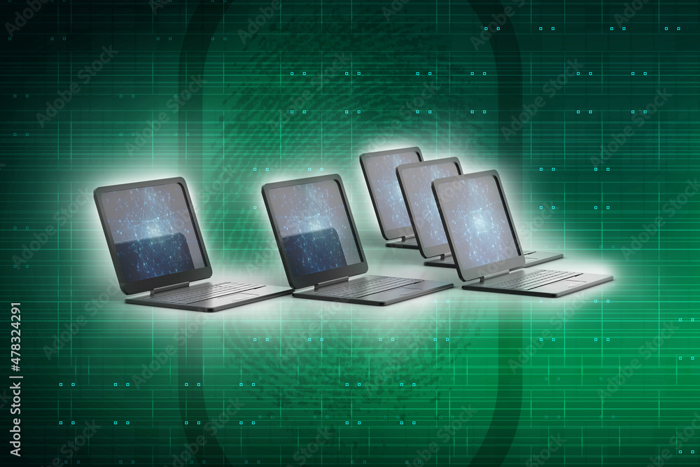 Poster 3d rendering technology computer network