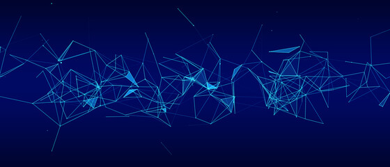Global network connections with points and lines. Background with moving lines and dots. Science and technology. Vector illustration.