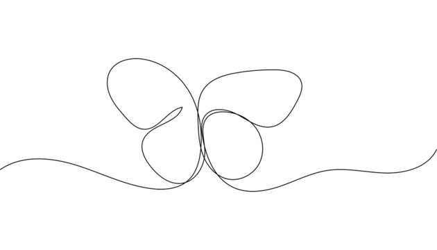Butterfly. One line drawing art. Continuous line style