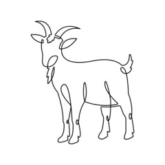 Goat continuous line art drawing style.