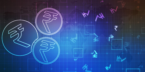 Rupee currency . 2D rendering illustration