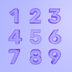 3D glass effect numbers render 