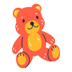 Illustration of teddy bear kid toy. Happy childhood symbol. Playing game with friends.