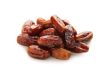 Dried dates isolated on white background. Top view.