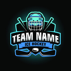 Ice Hockey Logo Design Template Inspiration, Vector Illustration.