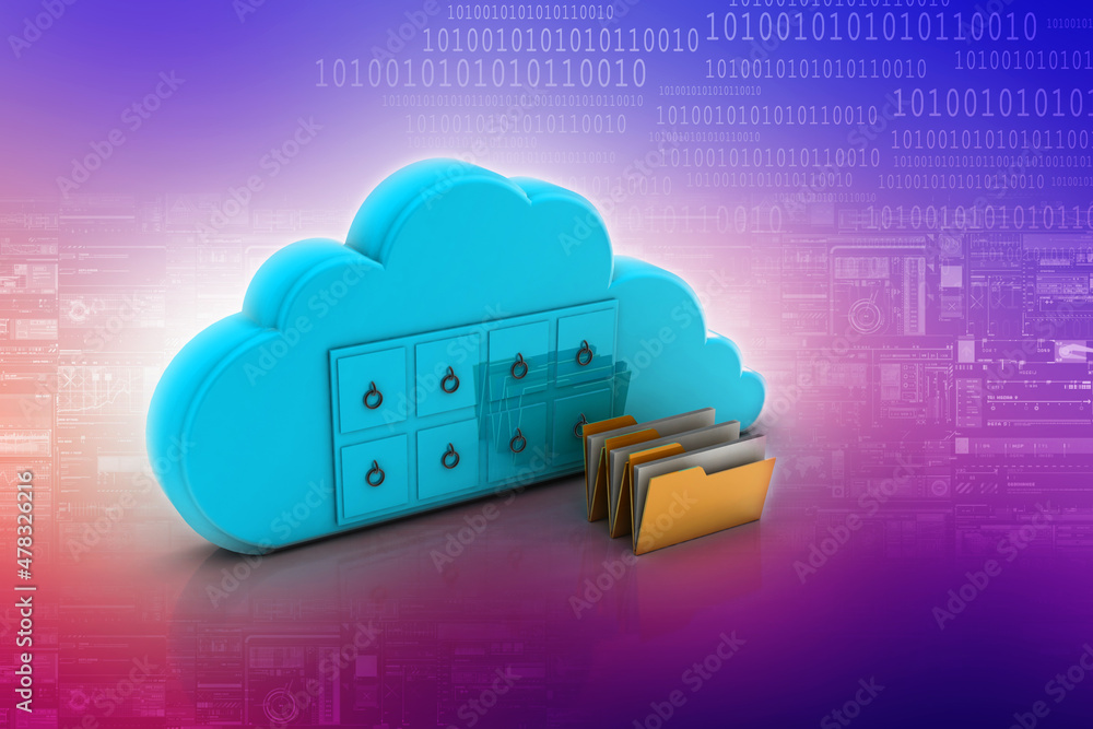 Poster 3d rendering cloud folder network
