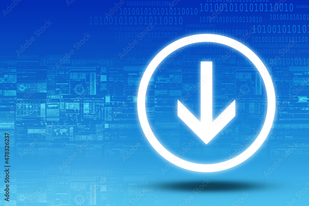 Poster 2d rendering downloading arrow icon