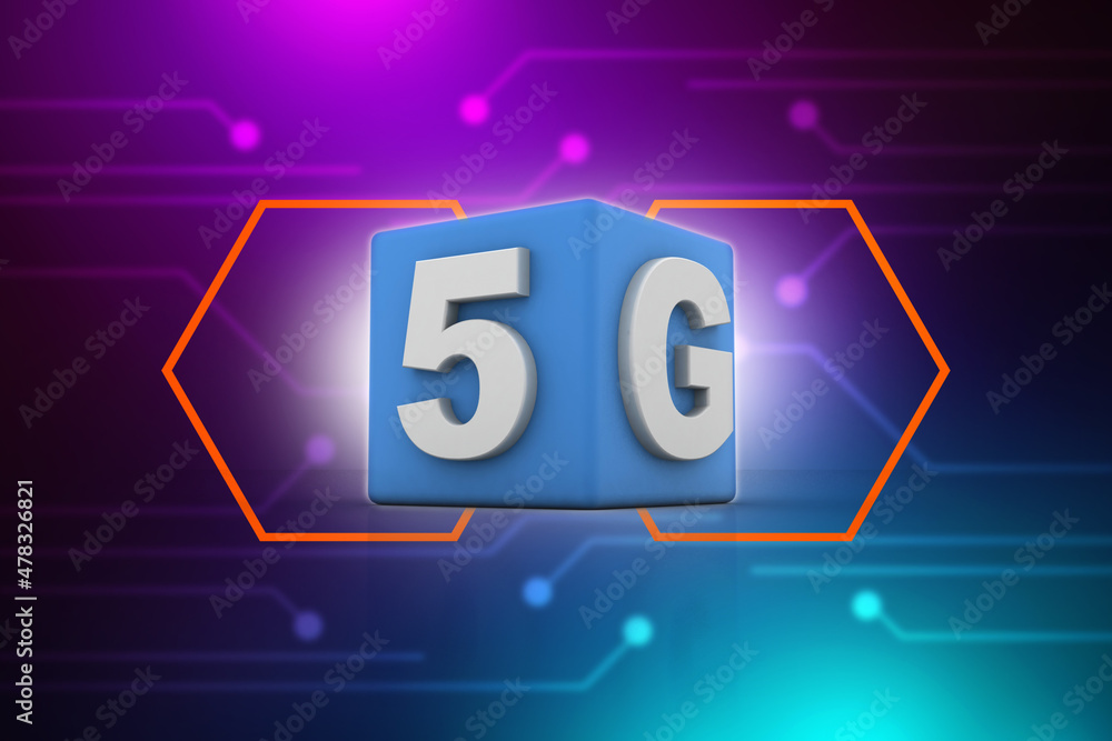 Aufkleber 3d rendering 5g network 5g connection