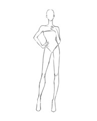 girl in a half turn. sketch of a girl's body. fashion. fashion show