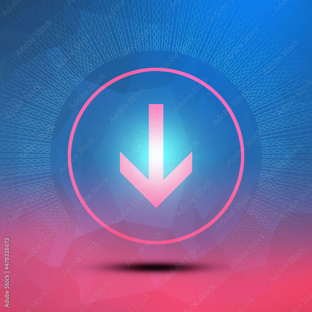 Poster 2d rendering downloading arrow icon