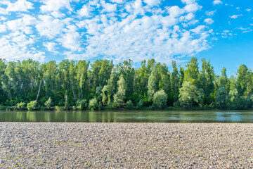 A river with a pebble bank