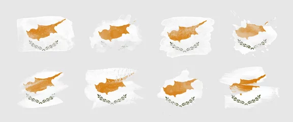 Foto op Canvas Painted flag of Cyprus in various brushstroke styles. © HTGanzo