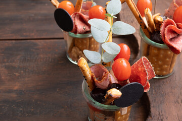 Snacks in glass, an idea for a holiday