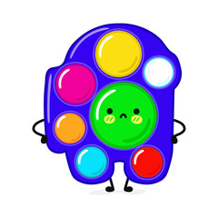 Cute sad simple dimple character. Vector hand drawn cartoon kawaii character illustration icon. Isolated on blue background. Simple dimple character concept