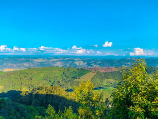 landscape with mountains and blue sky