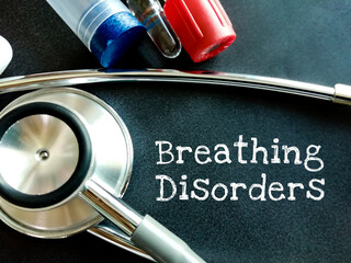 Breathing Disorders on black background with medical equipment. breathing disorders concept