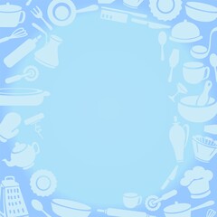 Set of kitchen utensil doodle ,Hand Drawn Vector Illustration of Doodle set ,illustrator line tools drawing,Flat Design.Centered space for text ..